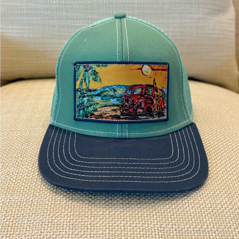 Art 4 All by Abby Paffrath Trucker Hat Yellow Patch Surfing Green Blue /OS